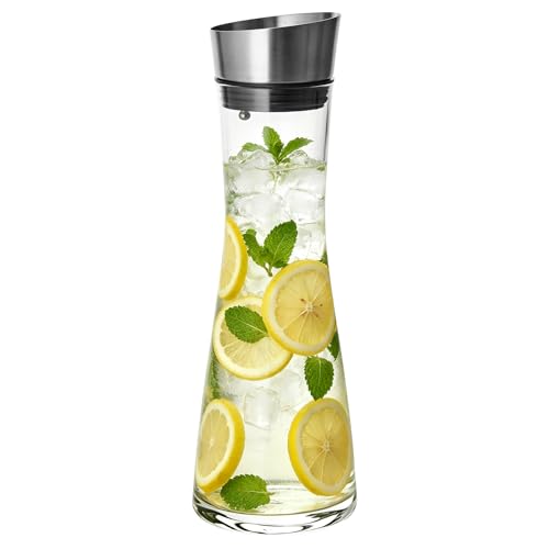 Glass Water Carafe with Lid (33.8 Ounces)