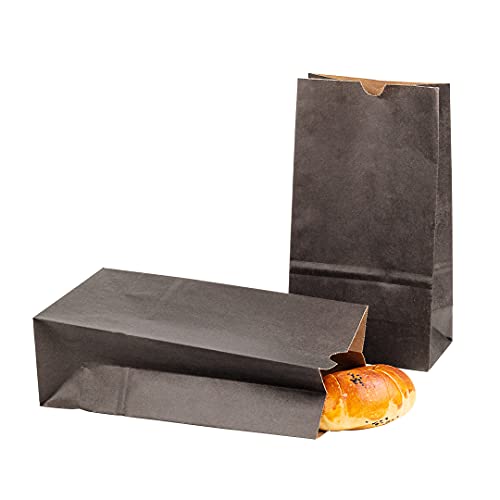 Bag Tek 6lb Paper Bags 100 Disposable Lunch Bags (6 lb / Black)
