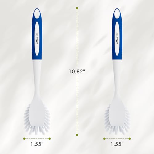 Dish Brush with Handle (Blue+blue / 2 Pack)