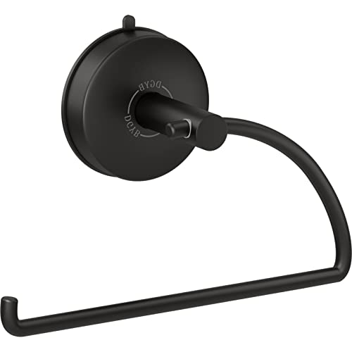Suction Cup Hand Towel Ring Black Hand Towel Holder for Bathroom Wall SUS 304 Stainless Steel Kitchen Towel Hanger (Matte Black Style#1 / Style #01)