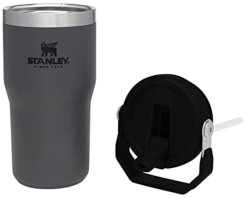IceFlow Flip Straw Tumbler with Handle 20 oz (Charcoal / 20 Ounces)