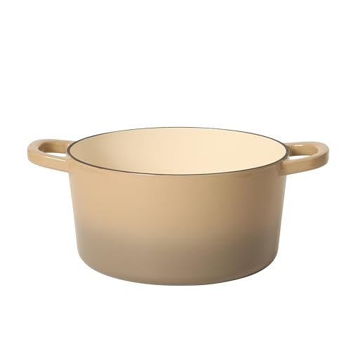 Artisan 5 Quart Enameled Cast Iron Dutch Oven Pot with Lid (Gradient Taupe / 5-Quart)