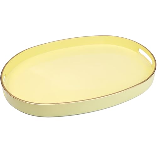 Yellow Plastic Serving Tray for Ottoman (Oval Yellow / 15.5" x 10.6" x 1.4")