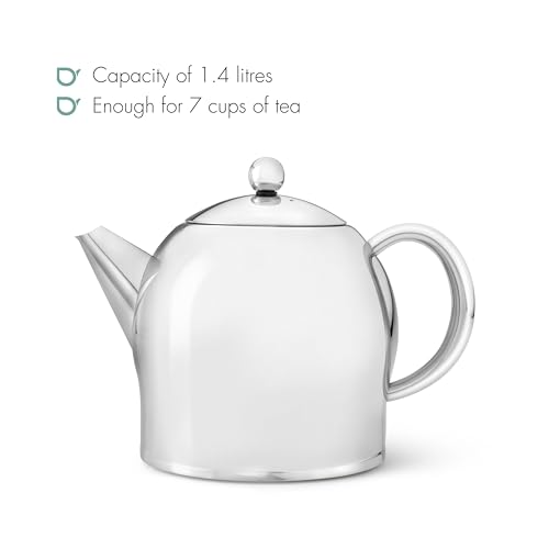 Santhee Double Walled Teapot (24.7 x 16.8 x 16.1 cm / high gloss stainless steel, chromium accents)