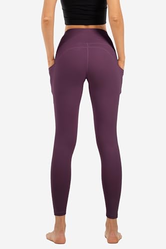 Butt Lifting High Waist Leggings for Women Buttery Soft Yoga Pants with Pockets Moisture (X-Large / Maroon)