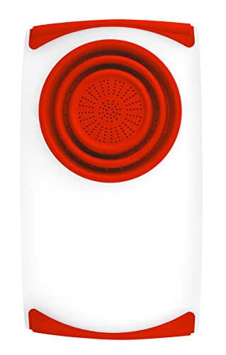 Over the Sink Poly Cutting Board with Collapsible Colander Strainer