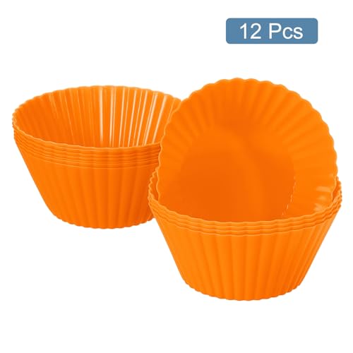 12Pcs Silicone Cupcake Liners (Orange / 2")