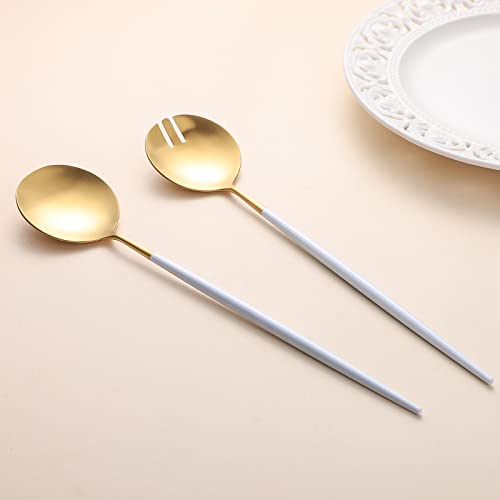 Salad Servers (White/Gold)