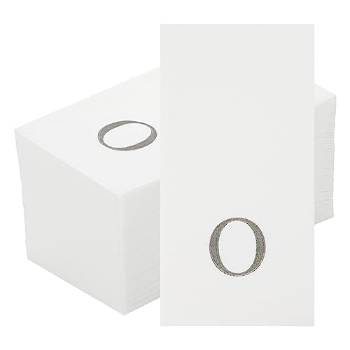 Silver O White Linen Feel Guest Towel Napkin (Silver / 2000 Count / O)