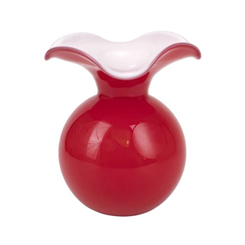 Hibiscus Glass Red Medium Fluted Vase (Medium / Red)