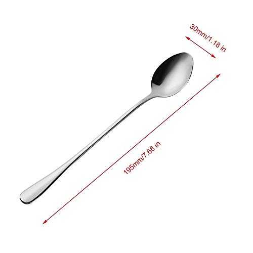 10 Piece Long Handle Iced Tea Spoon (10 Pieces Silver)