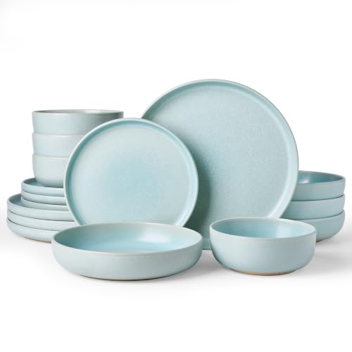 Milkyway 16 Piece Stoneware Dinnerware Set (Light Blue / Service for 4 (Include Pasta Bowls))