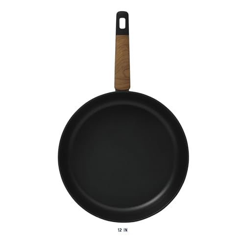 Platinum Oxburg 12 Inch Frying Pan Forged Aluminum PFA Free Non (Black w/ Wood / 12-Inch Frying Pan)