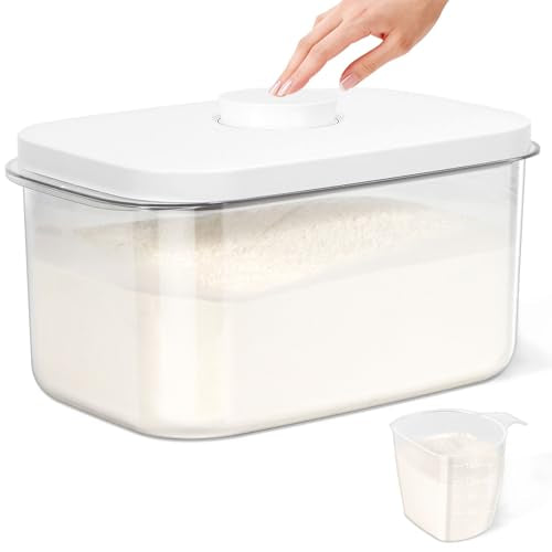 Airtight 12 Lbs Flour Sugar Storage Containers 6.34 Qt Rice Holder BPA Free (6.34Qt-Rectangle)