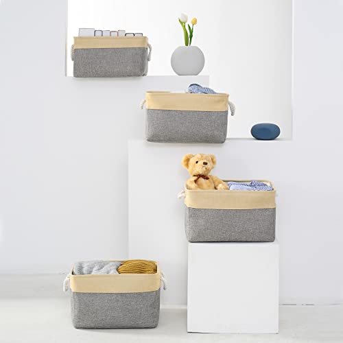 Storage Basket for Organizing (Gold&Grey / 2PCS/Large - 15.7Lx11.8Wx8.3H)