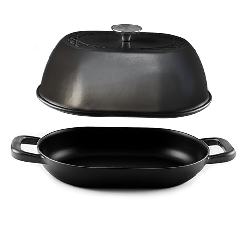 Enameled Cast Iron Dutch Oven for Professional Sourdough Bread Baking (Black)
