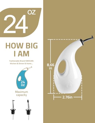 Sweejar Ceramic Olive Oil Dispenser Bottle (Beige / 24 Oz(Hollowed))