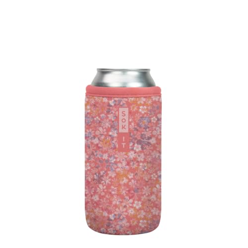CanSok Sleeve for Beer & Soda Insulated Neoprene Cover (Blushing Blooms / 16oz Can Sleeve)