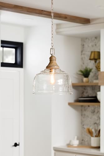 Capital Lighting 330318YG Julian Coastal Style Clear Organic Rippled Glass Dome Pendant (Grey Wash/Iron Silk)