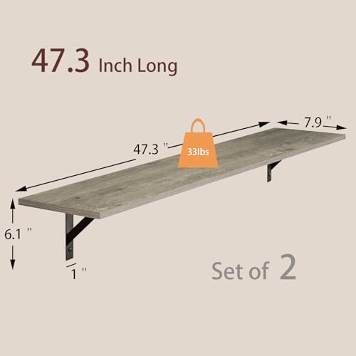 Long Wall Shelves (Grey Wash / 47.3 Inch)