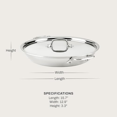 D3 Stainless Steel 3Qt Braiser Pan with Lid (3 Quart Braiser Pan)