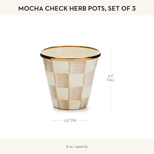 Enamel Herb Pot Set (Mocha Check)