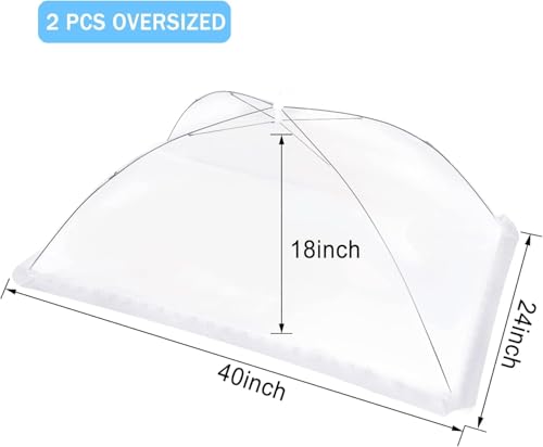 2Pcs 40x24 Extra Large Mesh Food Cover Tent for Outside (40"x24")