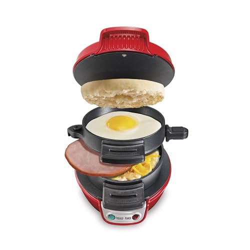 Breakfast Sandwich Maker with Egg Cooker Ring (Red / Single)