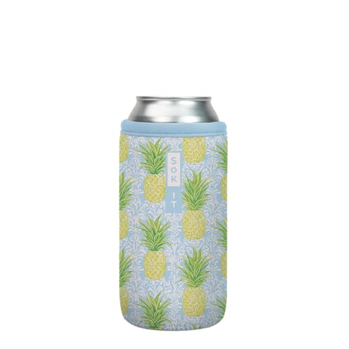 CanSok Sleeve for Beer & Soda Insulated Neoprene Cover (The Preppy Pineapple / 16oz Can Sleeve)
