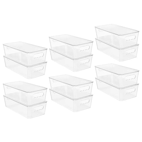 12pcs Clear Stackable Storage Bins with Lids (12 Count)