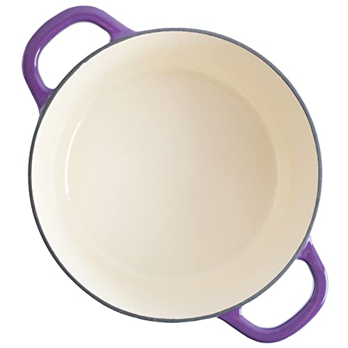Artisan 7 Quart Round Enameled Cast Iron Dutch Oven (Lavender Purple / 7-Quart)