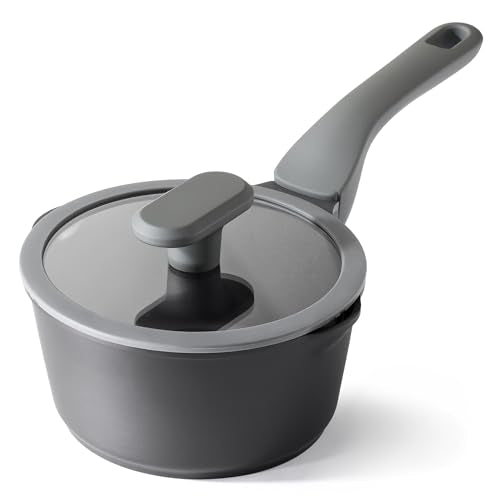 Ceramic Nonstick Saucepan with Lid (1.3 Quarts / Black Sesame)
