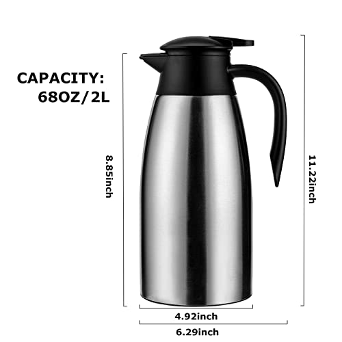 6 sets 70 oz Thermal Coffee Carafe for keeping hot (Silver / 6× 70 Ounces)