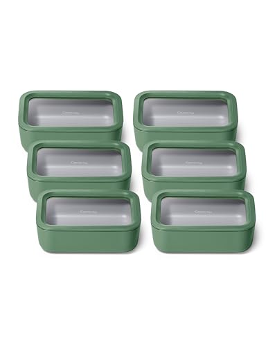 6 Piece Glass Food Storage Set with Lids (Sage / 6.6 Cup Food Storage (6x))