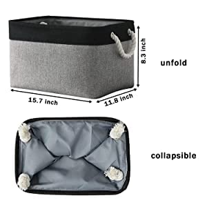 Storage Cubes with Handles (Black&Gray / Large (Pack of 4))