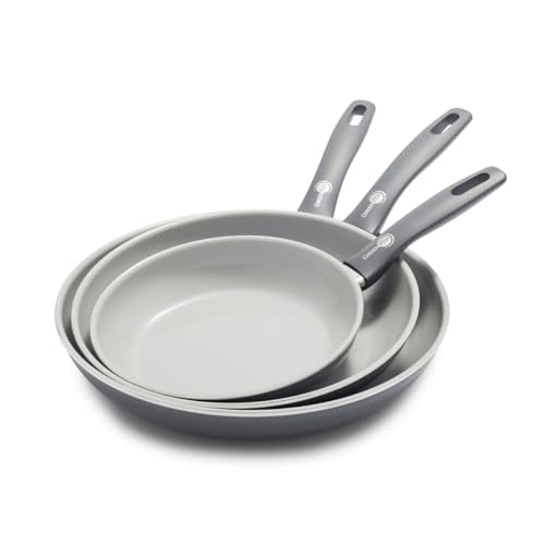 Dover 8” 10” and 12” 3 Piece Frying Pan Skillet Set (8" 10" and 12" Frying Pan Set / Gray)