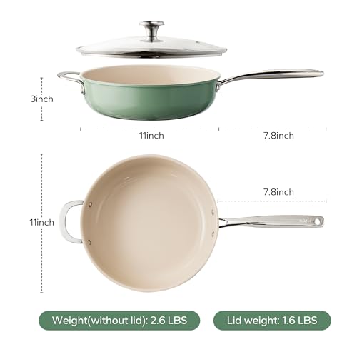 Ceramic Saute Pan with Lid (Green)