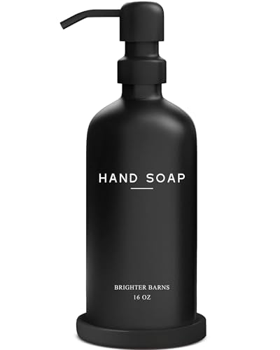 Black Glass Hand Soap Dispenser Bathroom Set by Brighter Barns (Black H)