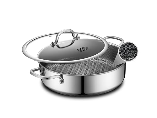 Saute Pan Hybrid Non Stick 6.5 Quart Everyday Braiser pan (Stainless Steel)