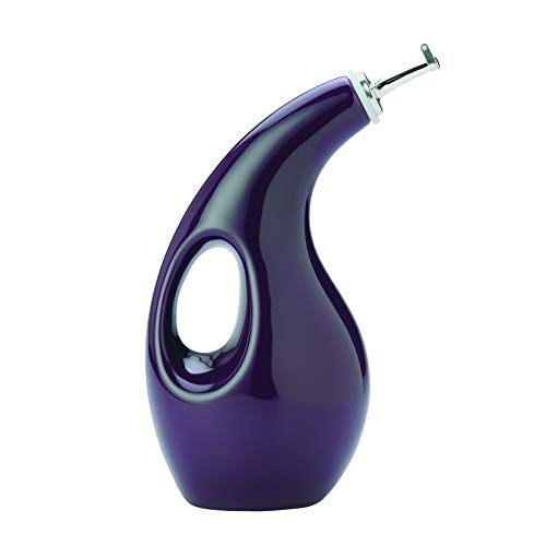 Solid Glaze Ceramics EVOO Olive Oil Bottle Dispenser with Spout (Purple / 24 Ounces)