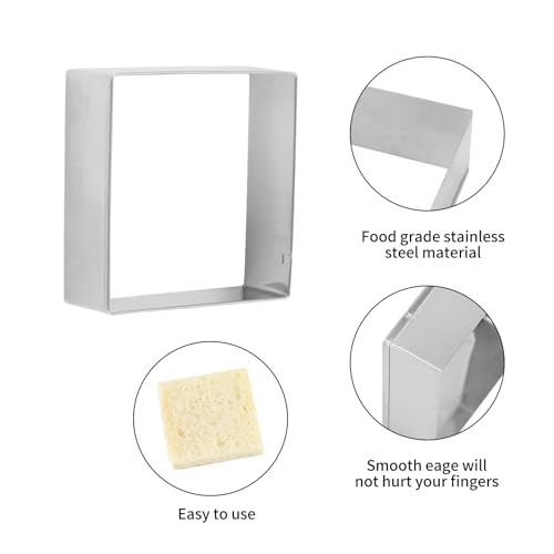 Square cookie cutters ANCKNE Stainless Steel Rectangle Biscuit Molds Square Pastry Molds Fondant Cake Cookie Cutter Set (Square)