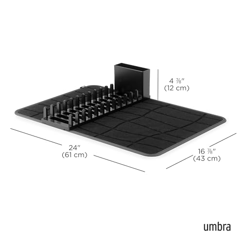 Udry Dish Drying Rack with Microfiber Mat (24" x 17" / Black)