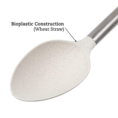 Cream Wheat Straw Spoon with Stainless Steel Handle Kitchen Utensils
