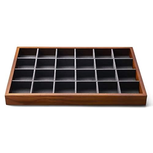 Solid Wood Jewelry Tray (Grey 24 grid tray)