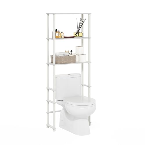 Turn-N-Tube Over The Toilet Storage, 3-Shelf Over The Toilet Organizer, Freestanding Space Saver Bathroom Shelf, for Bathroom Organizers and Storage, White (White/White / Basic Rack)