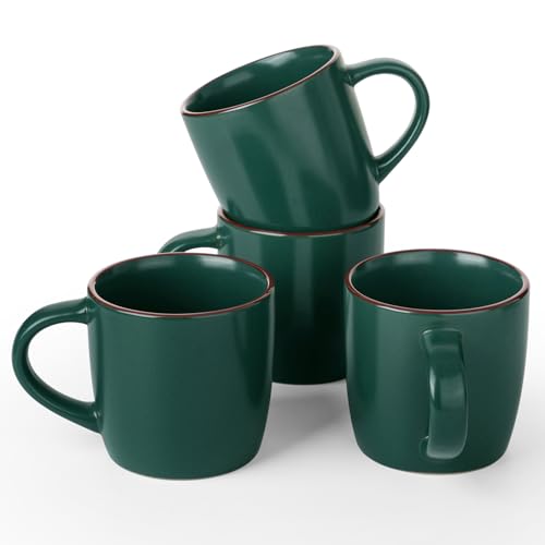 Mercury Coffee Mugs 13 oz (Mercury-Dark Green / 4 Count (Pack of 1))