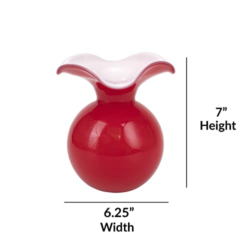 Hibiscus Glass Red Small Fluted Vase (Small / Red)