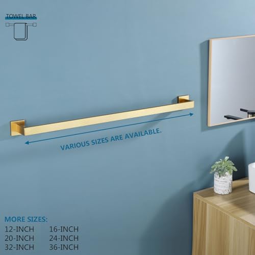 32 Inch Gold Bath Towel Bar Bathroom Towel Rack Towel Holder Shower Hand Towel Hanger (Brushed Gold / 32-Inch)