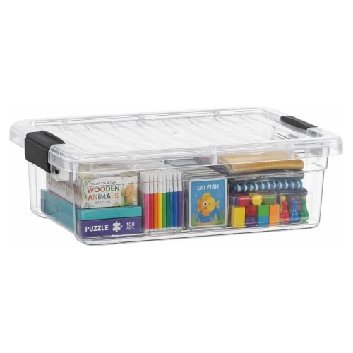 13.7 Qt Clear Plastic Storage Bins with Lids and Latches (17.5" x 12" x 5.25")