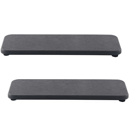 2Pcs Stone Soap Trays Water Absorbing Diatomite Coaster (Dark Gray / 9.0" x 3.5")